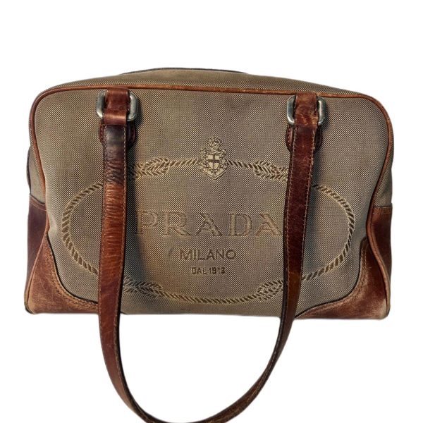 Prada Brown Logo Bauletto Shoulder Bag