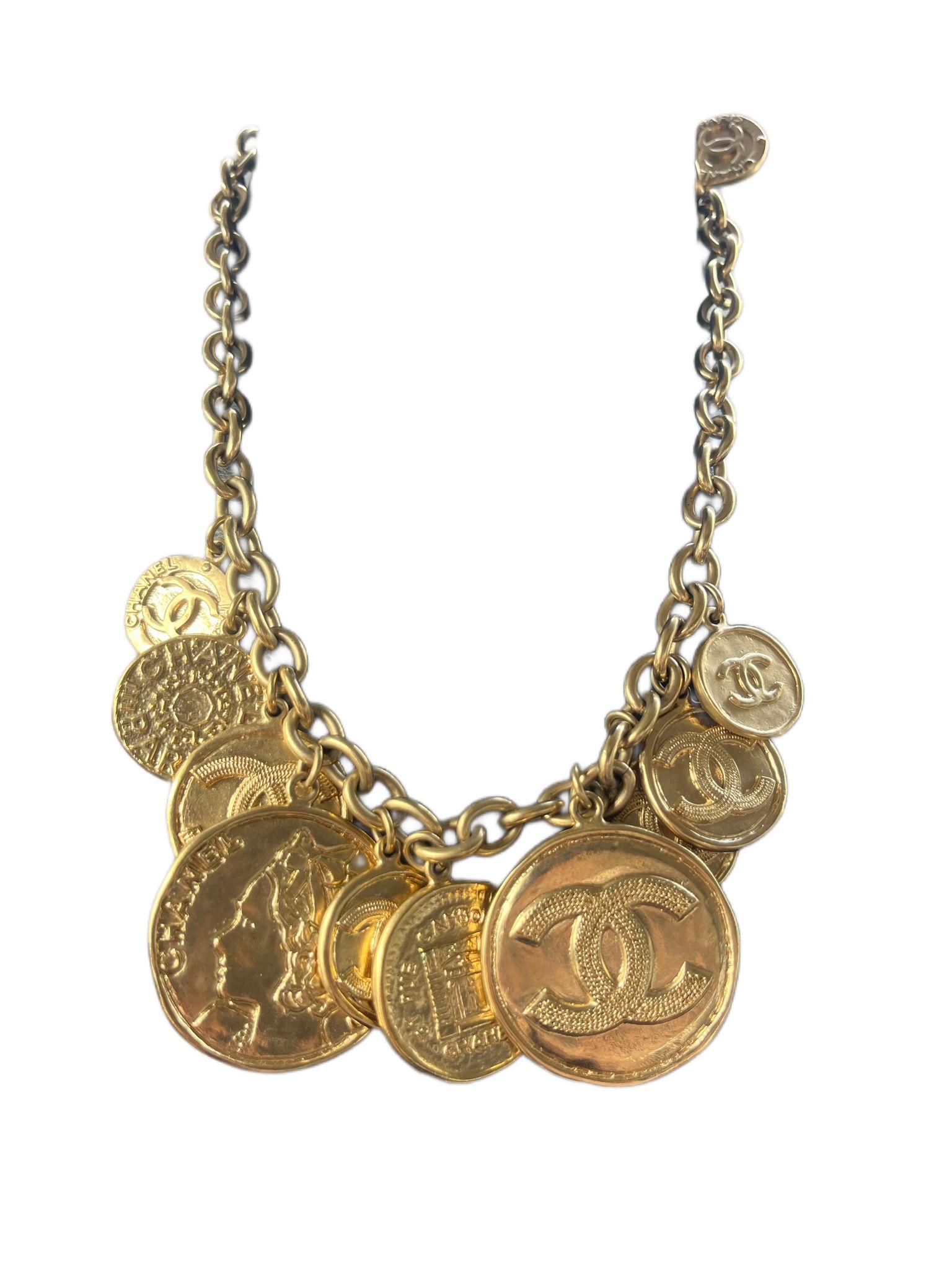 chanel gold coin necklace