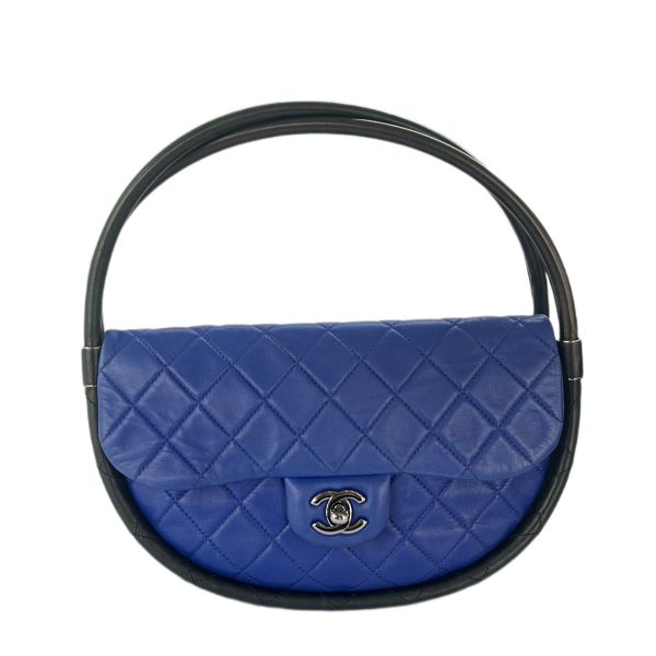 Lambskin padded half moon hoop bag