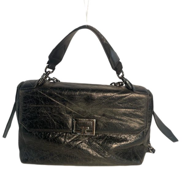 Creased Patent Calfskin Medium ID Flap Black