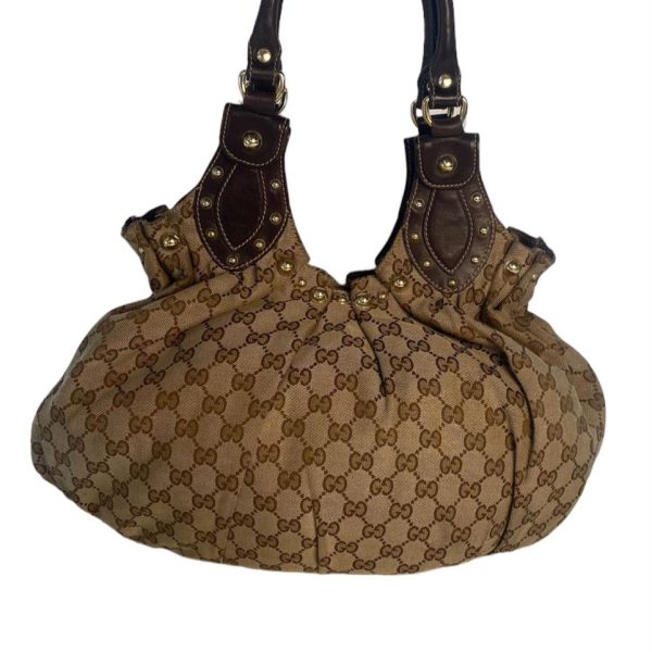 Monogram Studded Medium Pelham Shoulder Bag Dark Brown