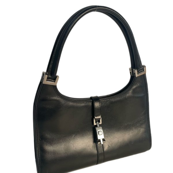 Leather Bardot Shoulder Bag Black