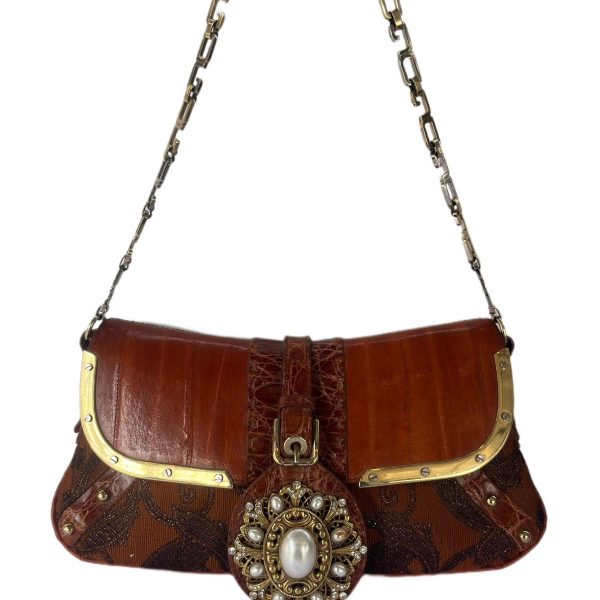 Multicolor Eel Leather And Brocade Fabric Shoulder Bag