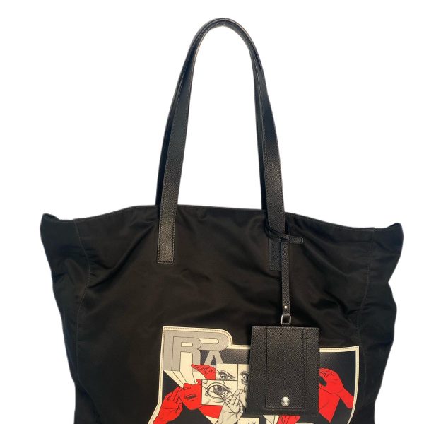 Tessuto Nylon Patch James Shopping Tote Black