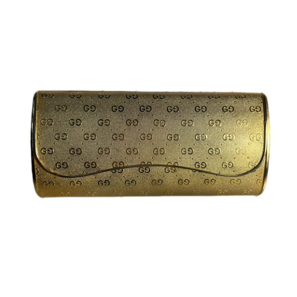 GUCCI GOLD METAL LOGO HARD SHELL CLUTCH MINAUDIÈRE BAG, 1970S