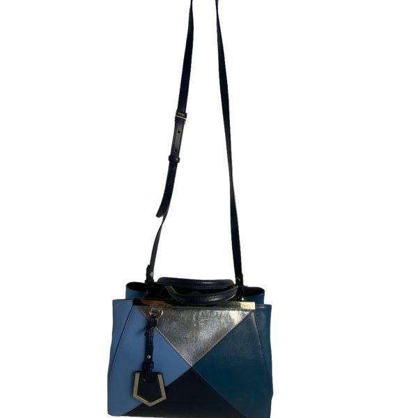 Vitello Elite Calfskin Colorblock Petite 2Jours Tote Blue Multicolor