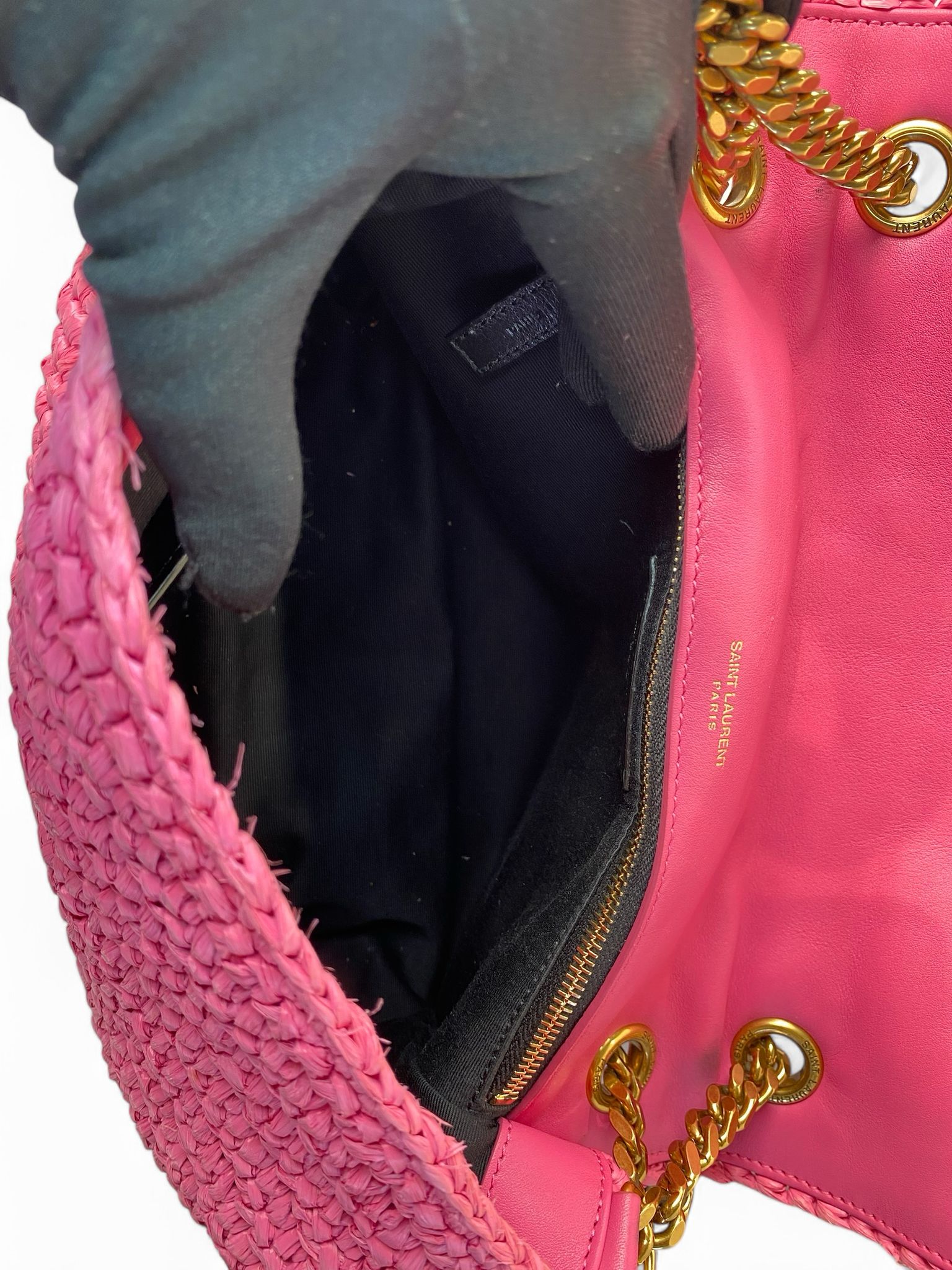 Saint Laurent Pink Medium Raffia Niki Bag - Image 2