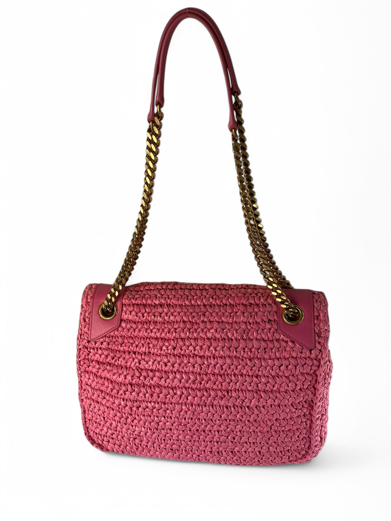 Saint Laurent Pink Medium Raffia Niki Bag - Image 4