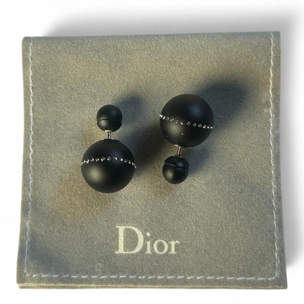 Dior Tribal earrings Matte black with encrusted crystals