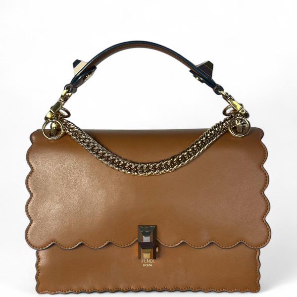Vitello Liberty Scalloped Studded Kan I Shoulder Bag Caramello