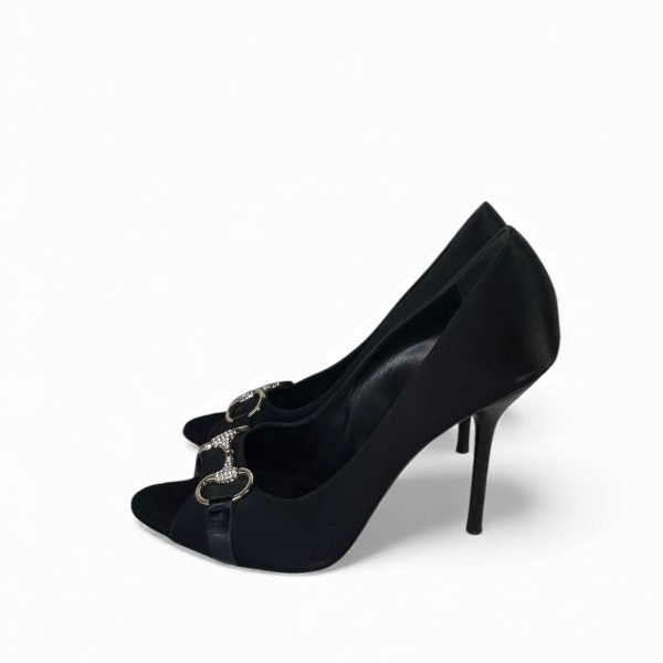 Gucci Horsebit Accent Satin Pumps