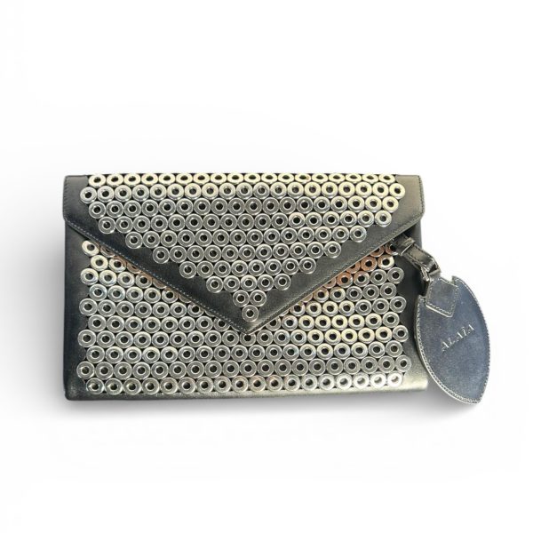 Alaïa Studded Clutch in Black Leather