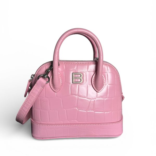 Balenciaga Ville Handbag in Crocodile Embossed Pink