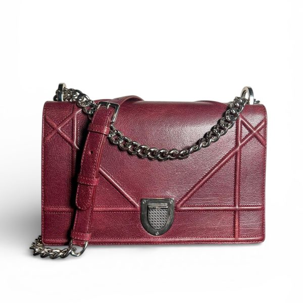 Christian Dior Diorama Flap Bag Burgundy L.E