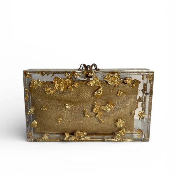Charlotte Olympia Perspex Gold Foil Clutch Golden